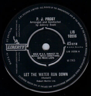 P J PROBY, LET THE WATER RUN DOWN / I DONT WANT TO HEAR IT ANYMORE