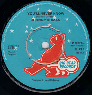 JOHNNY ROMAN, YOU'LL NEVER KNOW / LOVE ME - FACTORY SAMPLE