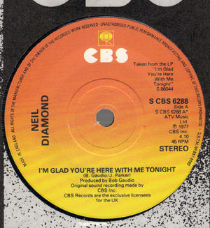 NEIL DIAMOND, I'M GLAD YOU'RE HERE WITH ME TONIGHT / AS IF 
