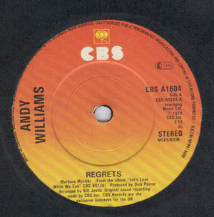 ANDY WILLIAMS , REGRETS / BESIDE YOU 