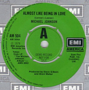 MICHAEL JOHNSON , ALMOST LIKE BEING IN LOVE / RIDIN IN THE SKY - PROMO