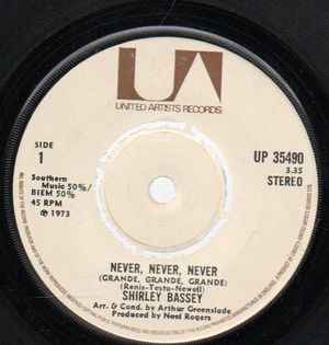 SHIRLEY BASSEY , NEVER NEVER NEVER / DAY BY DAY 