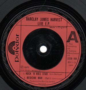BARCLAY JAMES HARVEST, LIVE- ROCK N ROLL STAR / MEDICINE MAN / PART 2- EP