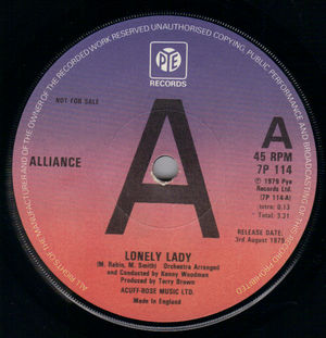 ALLIANCE, LONELY LADY / COME ON AND LOVE ME - PROMO