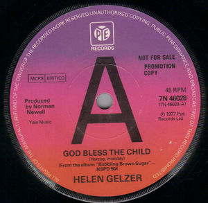 HELEN GELZER, GOD BLESS THE CHILD / SWEET GEORGIA BROWN - PROMO 