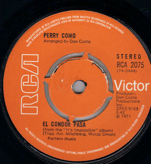 PERRY COMO, EL CONDOR PASA / I THINK OF YOU 