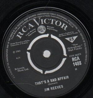 JIM REEVES , THATS A SAD AFFAIR / IS IT REALLY OVER 