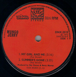 MUNGO JERRY , MY GIRL AND ME / SUMMERS GONE / 46 AND ON / ITS A GOODIE BOOGIE WOOGIE