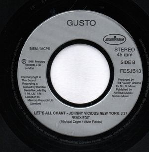 GUSTO, LETS ALL CHANT - JOHNNY VICIOUS NEW YORK