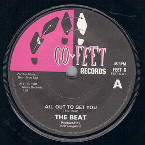 THE BEAT, ALL OUT TO GET YOU / DROWNING (paper labels)