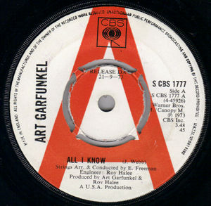 ART GARFUNKEL , ALL I KNOW / MARY WAS AN ONLY CHILD - PROMO 