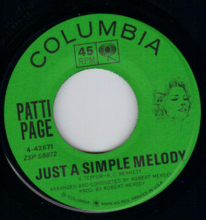 PATTI PAGE , JUST A SIMPLE MELODY / PRETTY BOY LONELY 