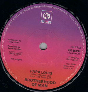 BROTHERHOOD OF MAN , PAPA LOUIS / FOR YOU 
