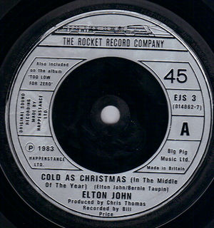 ELTON JOHN, COLD AS CHRISTMAS / CRYSTAL