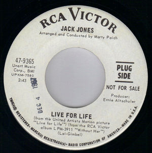 JACK JONES , LIVE FOR LIFE / THAT TINY WORLD - PROMO
