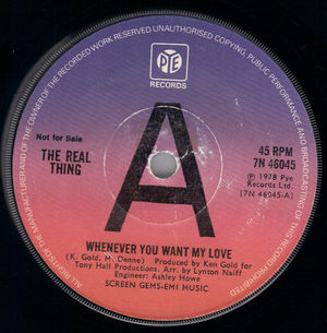 REAL THING, WHENEVER YOU WANT MY LOVE / STANHOPE STREET - PROMO