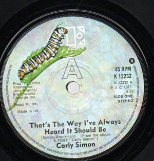 CARLY SIMON, THATS THE WAY I'VE HEARD IT SHOULD BE / THE RIGHT THING TO DO 