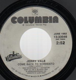 JERRY VALE, COME BACK TO SORRENTO / O SOLE NIO