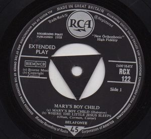HARRY BELAFONTE , MARYS BOY CHILD - EP CHRISTMAS 
