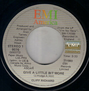 CLIFF RICHARD, GIVE A LITTLE BIT MORE / KEEP ON LOOKIN 