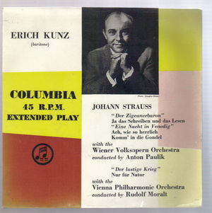 ERICH KUNZ, JOHANN STRAUSS - OPERETTA RECITAL - EP