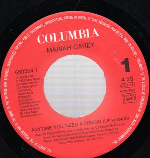 MARIAH CAREY, ANYTIME YOU NEED A FRIEND / MUSIC BOX
