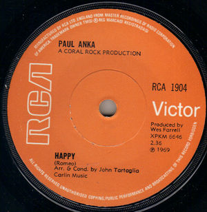 PAUL ANKA   , HAPPY / CANT GET YOU OUT OF MY MIND
