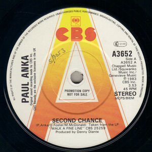PAUL ANKA, SECOND CHANCE / THIS IS THE FIRST TIME - PROMO