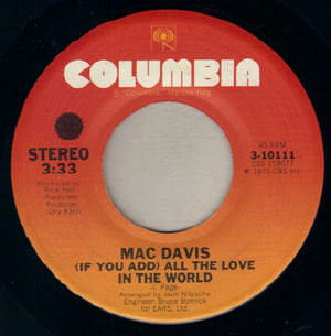 MAC DAVIS, IF YOU ADD ALL THE LOVE IN THE WORLD / SMILEY