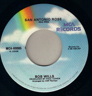 BOB WILLS , SAN ANTONIO ROSE / ACROSS THE VALLEY FROM THE ALAMO 