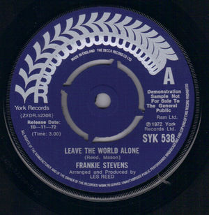 FRANKIE STEVENS , LEAVE THE WORLD ALONE / IF - PROMO