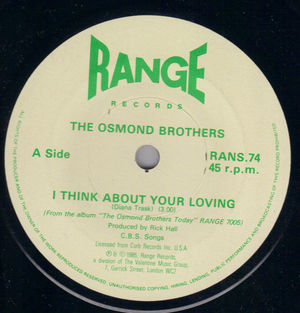 OSMOND BROTHERS, I THINK ABOUT YOUR LOVING / ONE WAY RIDER
