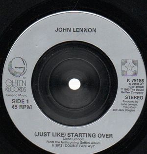 JOHN LENNON / YOKO ONO, JUST LIKE STARTING OVER / KISS KISS KISS (PLASTIC LABEL)