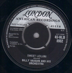 BILLY VAUGHN AND HIS ORCHESTRA, SWEET LELANANI / MORGEN (ONE MORE SUNRISE)