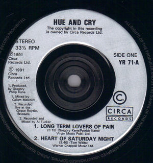 HUE AND CRY , LONG TERM LOVERS OF PAIN/HEART OF A SATURDAY NIGHT - EP