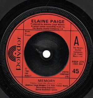 ELAINE PAIGE   , MEMORY / THE OVERTURE - red label