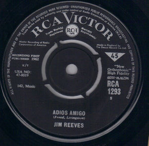 JIM REEVES , ADIOS AMIGO / A LETTER TO MY HEART