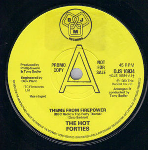HOT FORTIES, THEME FROM FIREPOWER / SMACK IN THE MIDDLE OF LOVE (PROMO)