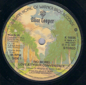 ALICE COOPER , NO MORE LOVE AT YOUR CONVENIENCE / IT'S HOT TONIGHT