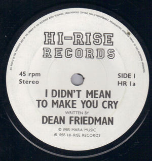 DEAN FRIEDMAN , I DIDN'T MEAN TO MAKE YOU CRY / THE LAKELANDS 