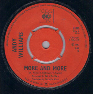 ANDY WILLIAMS , MORE AND MORE / I WANT TO BE FREE