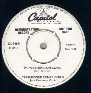 TENNESSEE ERNIE FORD, THE WATERMELON SONG / PLAY THE MUSIC - PROMO