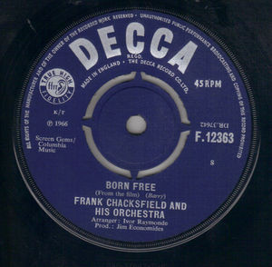 FRANK CHACKSFIELD AND HIS ORCHESTRA, BORN FREE / SANDSTORM 