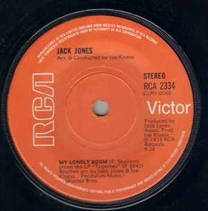 JACK JONES , MY LONELY ROOM / I KNOW THAT ONE 