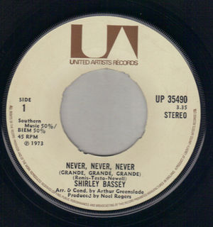 SHIRLEY BASSEY , NEVER NEVER NEVER / DAY BY DAY 