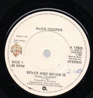 ALICE COOPER , SEVEN AND SEVEN IS (Live version) / GENERATION LANDSLIDE '81 (Live)