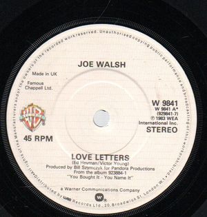 JOE WALSH , LOVE LETTERS / TOLD YOU SO