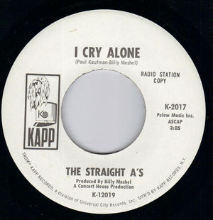 STRAIGHT A'S, BLUE MOON / CRY ALONE / PROMO PRESSING