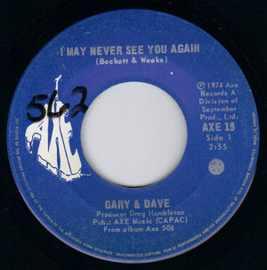 GARY & DAVE, I MAY NEVER SEE YOU AGAIN / I THINK I KNOW YOU 