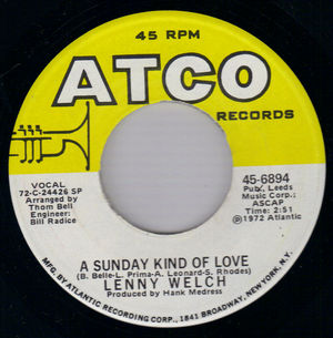 LENNY WELCH , SUNDAY KIND OF LOVE / I WISH YOU COULD KNOW ME (NAOMI)